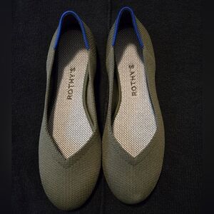 Rothy's Olive Green Flats with Blue Trim